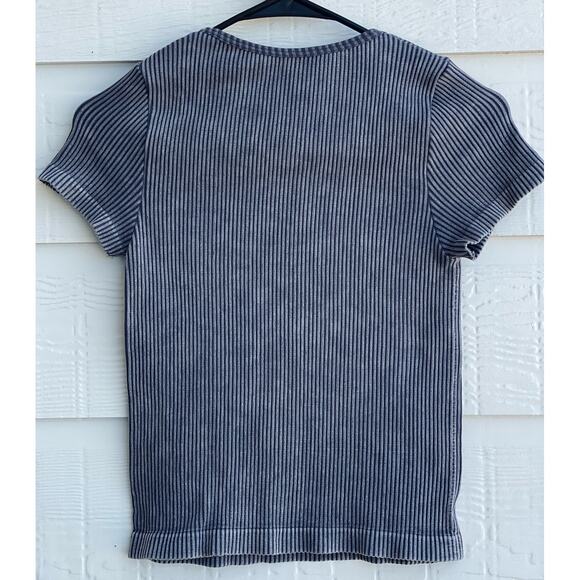 AURA Girls M/L Grey ribbed t-shirt - Picture 2 of 5